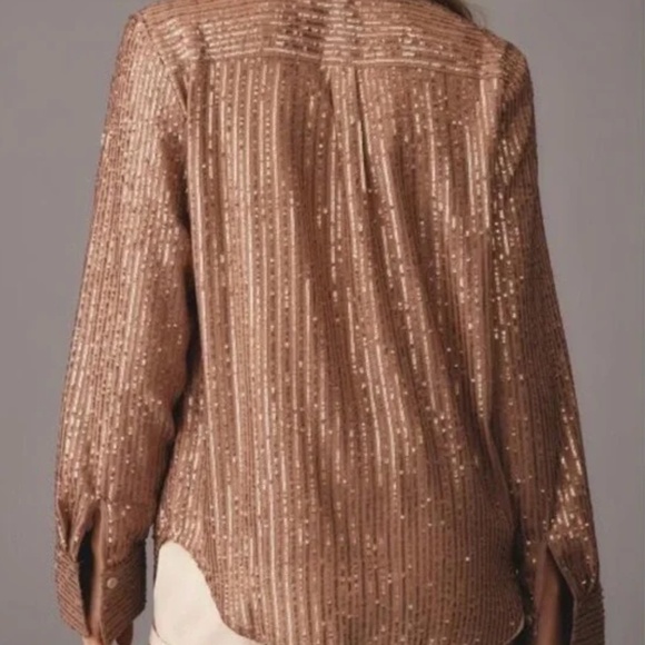 By Anthropologie Sequin Button Down Blouse Women’s - Picture 2 of 3